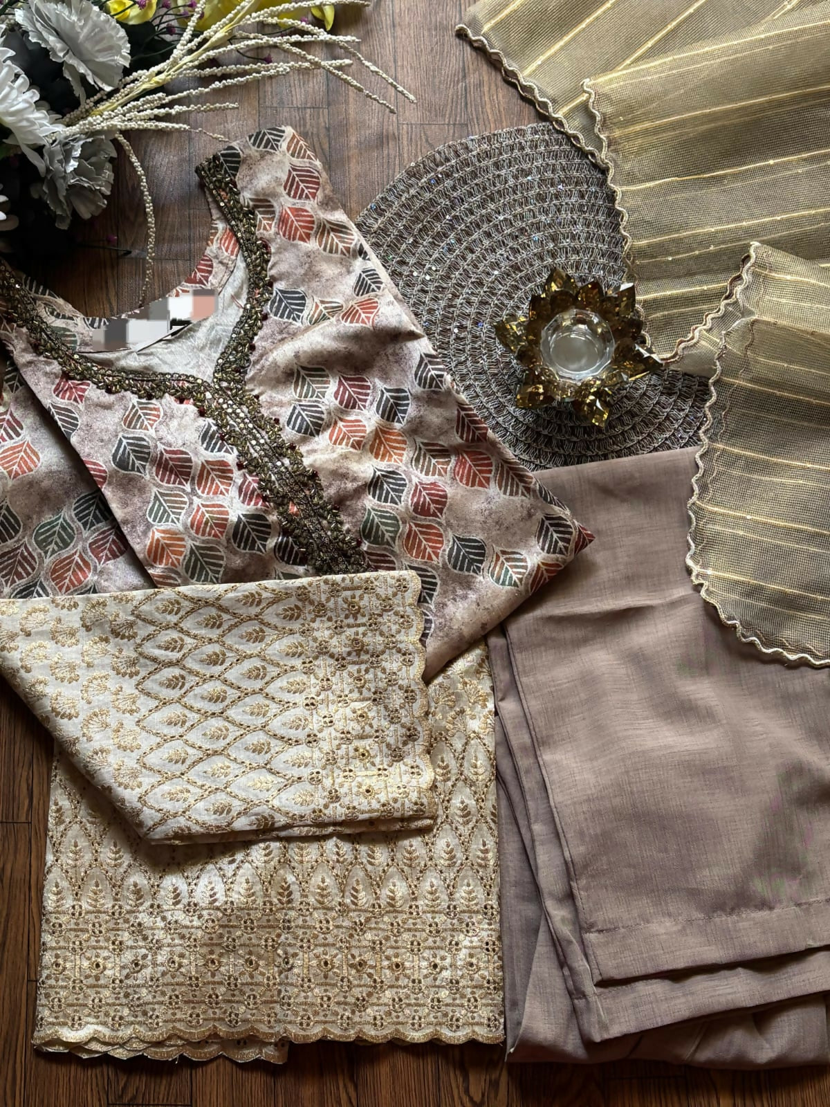 Blush Aura 3 piece unstitched set