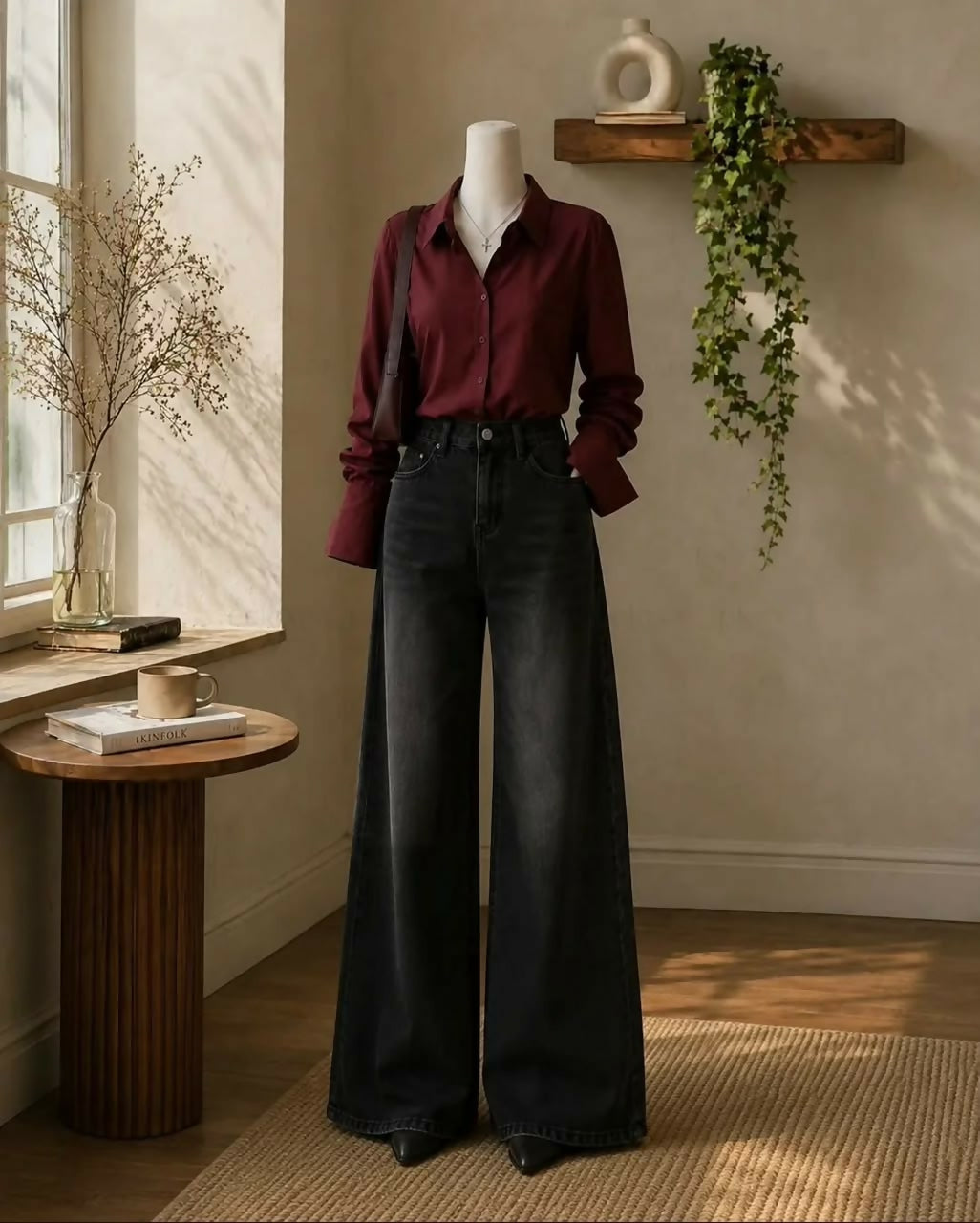 Maroon button up shirt
