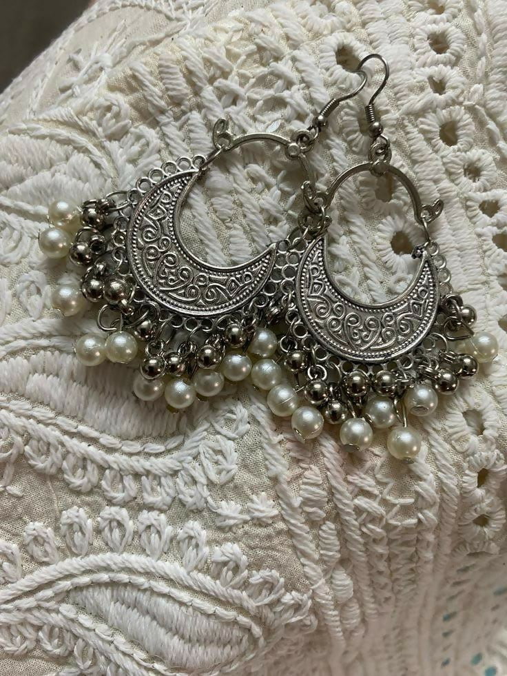 Oxidized Chandbali Earrings