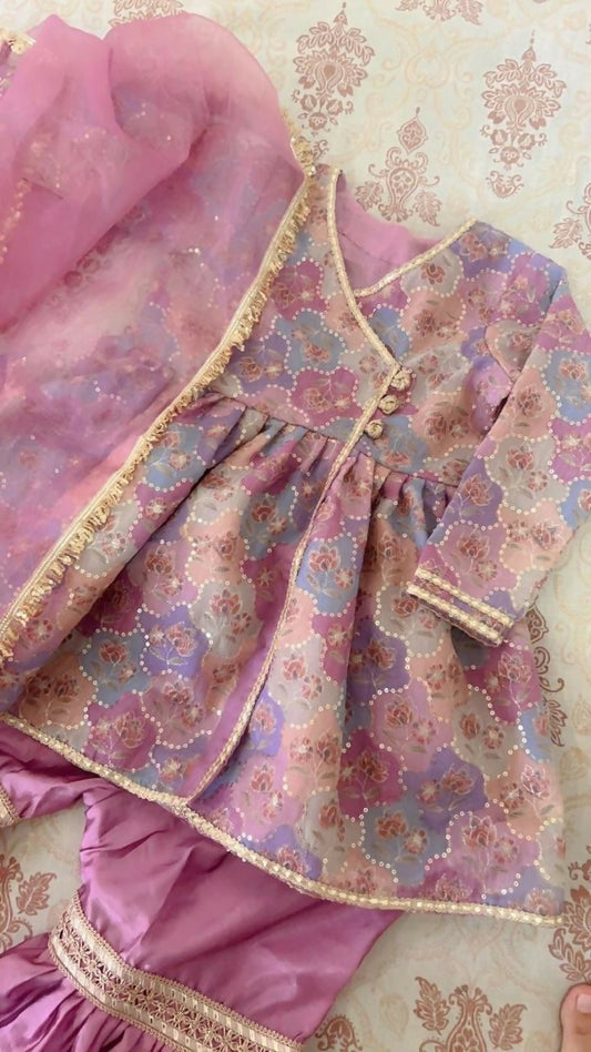 Floral Organza Girls' Festive Suit