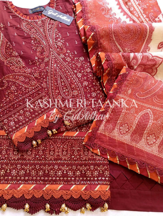 Cream and red unstitched suit