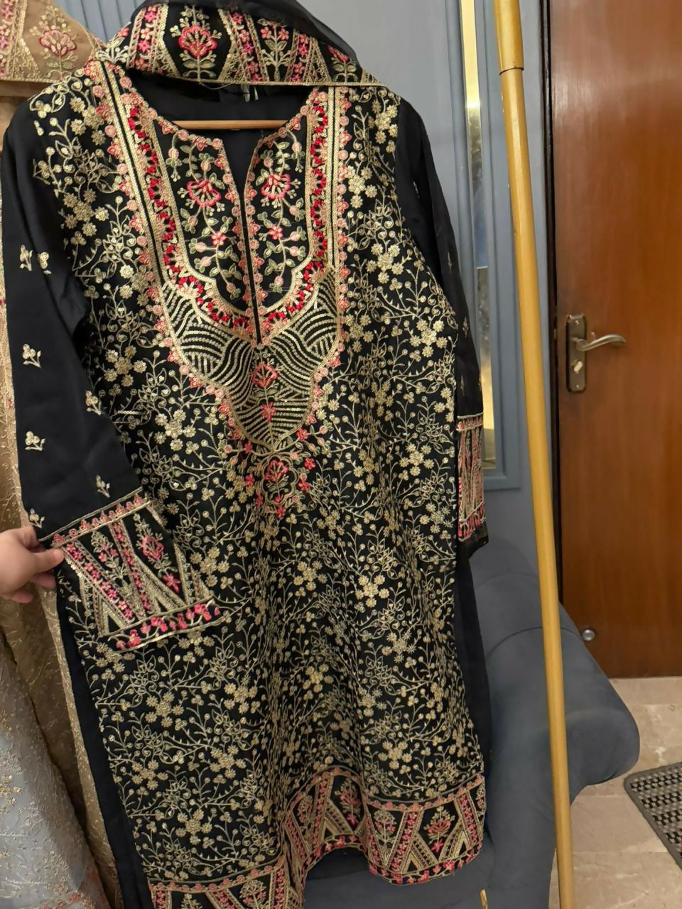 Midnight gold kurti set