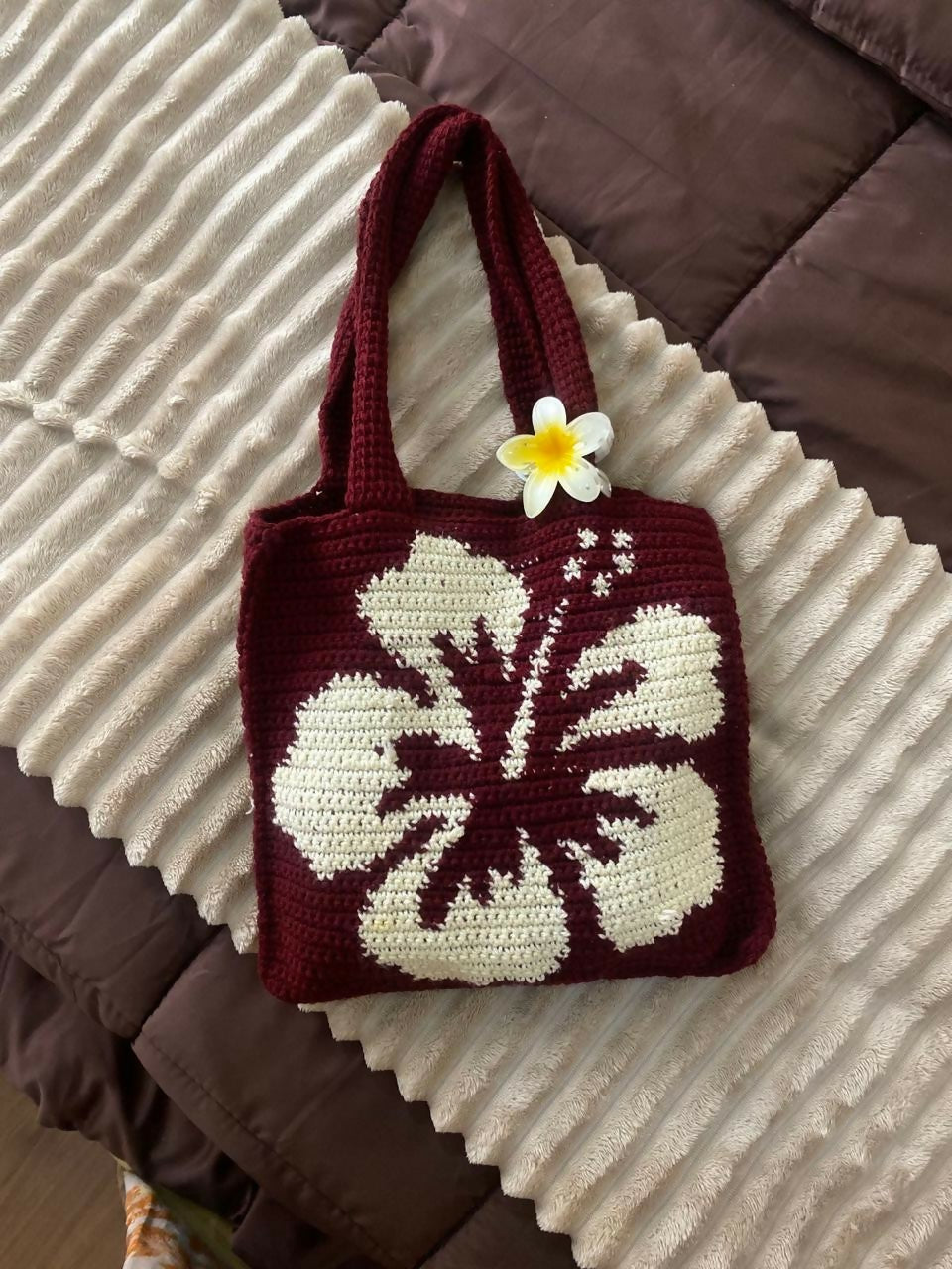 Crochet Hibiscus Tote Bag