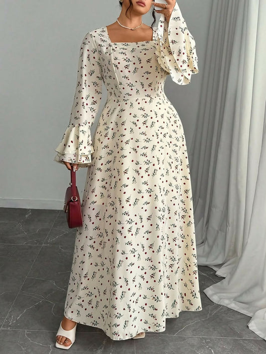 White printed maxi dress