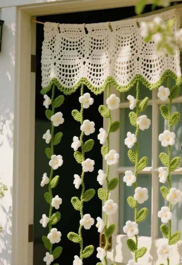 Crochet Daisy Curtain