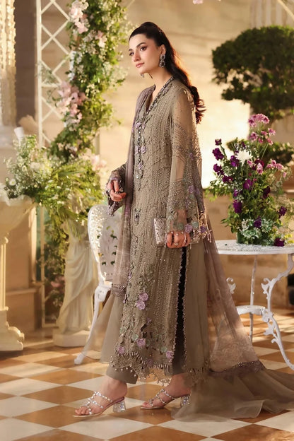 3 Piece Unstitched Embroidered Chiffon Suit