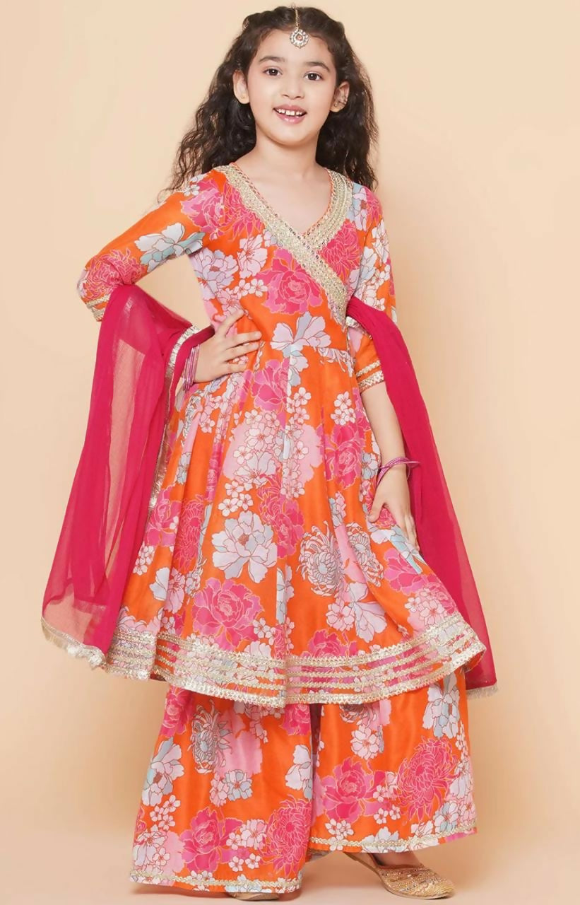 Red Floral Sharara Suit Set