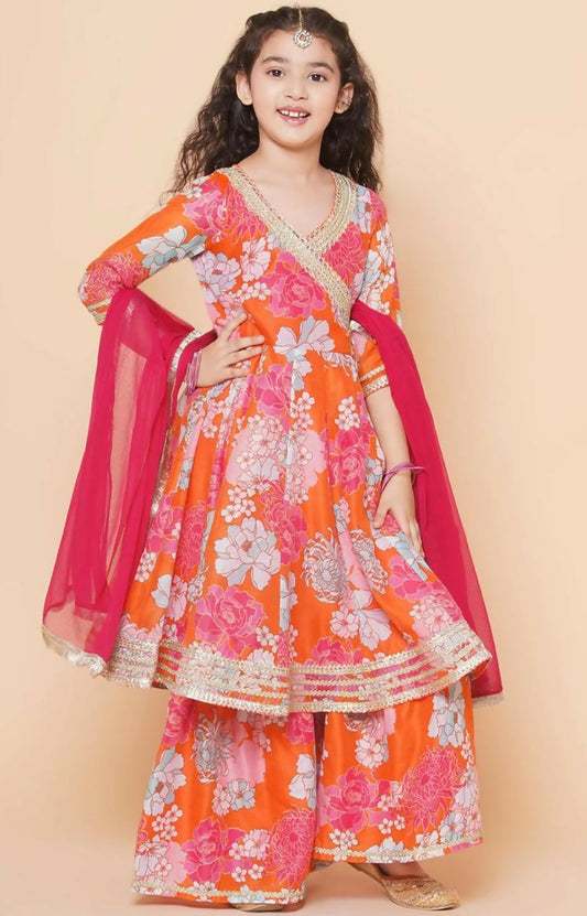 Red Floral Sharara Suit Set